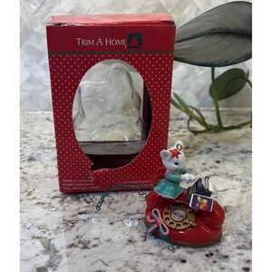 Trim‎ A Home Collectible Tree Charm Christmas Ornament Mouse Rotary Phone In Box